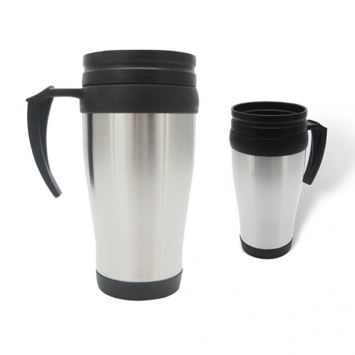 Vaso viajero metálico 14oz plata E - Imagen 1