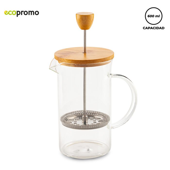 Cafetera en Vidrio y Bambú 600ml - Imagen 2