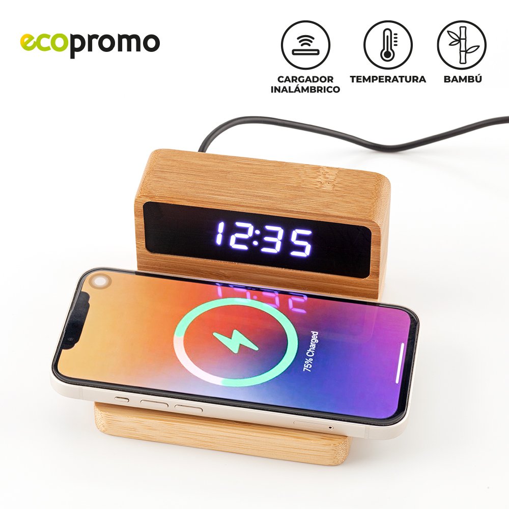 RE-203-2.jpg Cargador Inalámbrico Bamboo Clock - Imagen 2