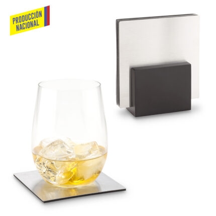 JUEGO PORTAVASOS EN ACERO INOXIDABLE -