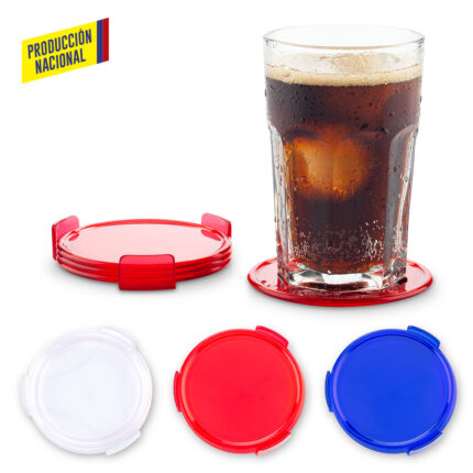 PORTAVASOS PLASTICO SET X 4 Y BASE -